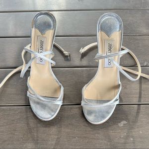 Jimmy Choo silver lace up heels